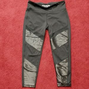 DKNY Sport Black Faux Leather Trim Leggings